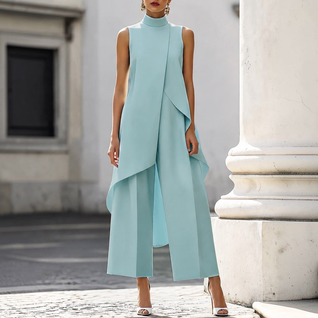 Valentina | Tuta Elegante con Top Drappeggiato a Collo Alto