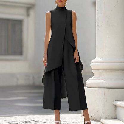 Valentina | Tuta Elegante con Top Drappeggiato a Collo Alto