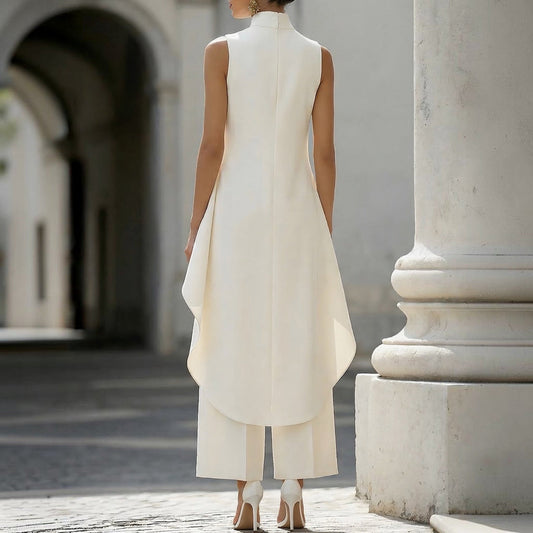 Valentina | Tuta Elegante con Top Drappeggiato a Collo Alto